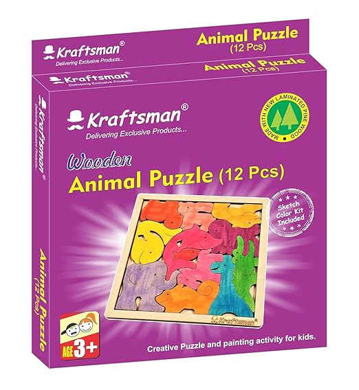 Braintastic Birthday Return Gifts Wooden Jigsaw Animal Puzzle, Travel Board Game,Art & Craft Party Pack Return Favors for Kids-3-6 yrs(12 Colors & Puzzle Game per Pack) - Toys and Games | Buy online on ZillyBuy