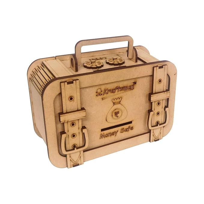 Braintastic Wooden Casual Money Bank Coin Locker Box Piggy Bank Password Protected For Kids And Adults (Briefcase) - Toys and Games | Buy online on ZillyBuy