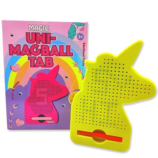 Uni Magball Magnetic Drawing Board Educational Sketch Pad with Doodle Pen Magnetic Balls Toy for Kids 3+ Years (Yellow) - Toys and Games | Buy online on ZillyBuy