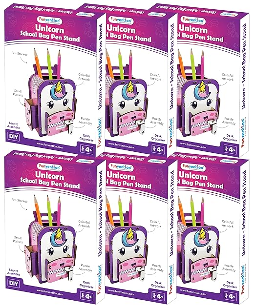 Funvention (Pack of 6) Unicorn DIY Pen Stand 3D Puzzle Birthday Return Gifts Pack for 4+ Years Kids Art and Craft, Engineered Wood;Paper - Toys and Games | Buy online on ZillyBuy