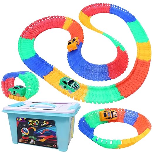 Braintastic 2 Magic Race car with 238 Bend Flex and Glow Tracks, Plastic Magic 14 Feet Long Flexible Tracks Car Play Set for Kids (Multicolour) - Toys and Games | Buy online on ZillyBuy