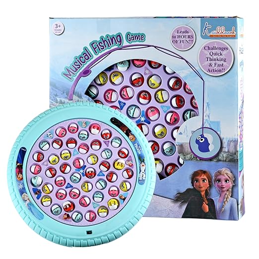 Frozen Kids Musical Fishing Game Fish Catching Board Game Toy 45 Fishes with Big Round Pond & 4 Fish Catching Sticks for Kids - Toys and Games | Buy online on ZillyBuy