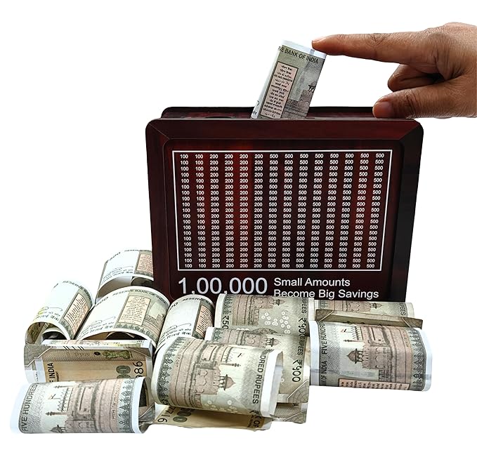 The LakhPot Money Saving Bank with Tracker Board, 100-500 Denomination Counter, Visual Progress Display Money Bank Coin Safety Vault for 100000 Target - Toys and Games | Buy online on ZillyBuy