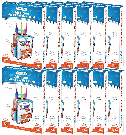 Funvention (Pack of 12) Airplane DIY Pen Stand 3D Puzzle Model Desk Organizer Birthday Return Gifts Pack for 4+ Years Kids Art and Craft - Toys and Games | Buy online on ZillyBuy