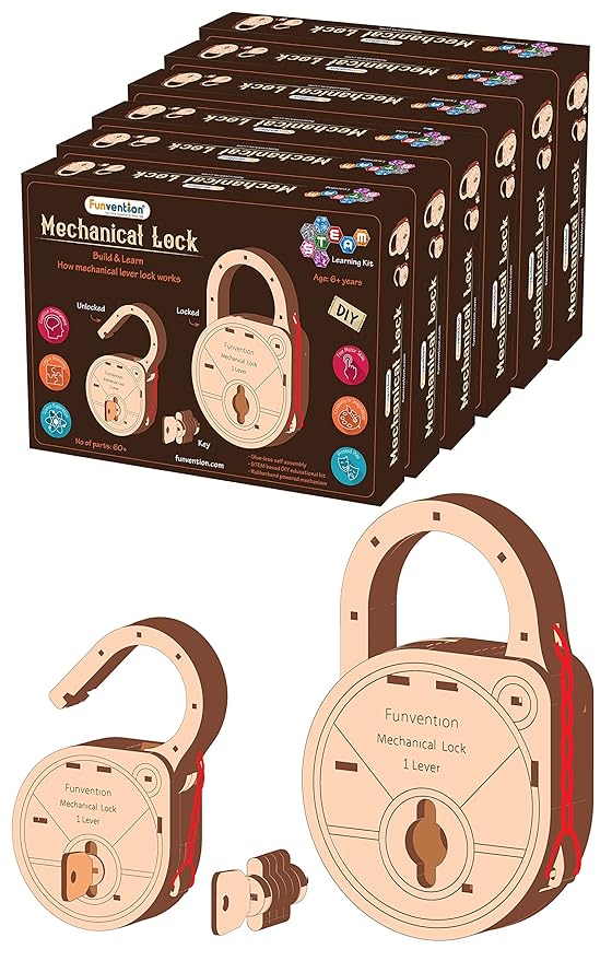 Funvention DIY Mechanical Lock with Key (Pack of 6) - Build Working Lock Yourself - STEM Learning Birthday Return Gifts Party Pack - Toys and Games | Buy online on ZillyBuy