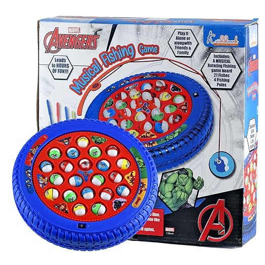 Avenger Kids Musical Fishing Game Fish Catching Board Game Toy 21 Fishes with Medium Round Pond & 4 Fish Catching Sticks for Kids (Avenger) - Toys and Games | Buy online on ZillyBuy