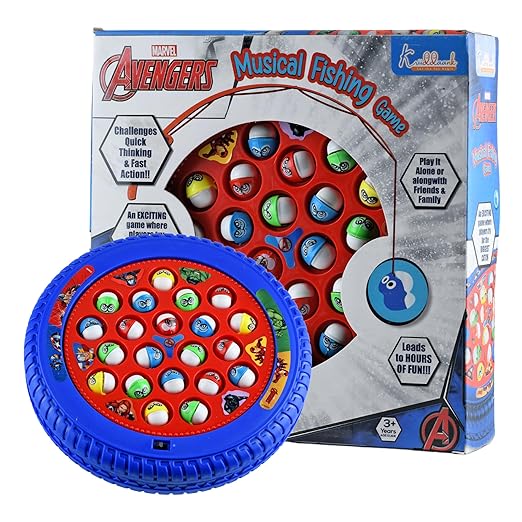 Kriiddaank Marvel Avenger Musical Fishing Game Fish Catching Board Game Toy 21 Fishes With Medium Round Pond & 4 Fish Catching Sticks For Kids - Toys and Games | Buy online on ZillyBuy