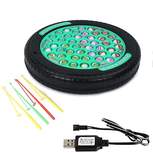 Braintastic Rechargeable Fishing Game Fish Catching Game Toy 45 Fishes with Big Round Pond & Fish 4 Catching Sticks, Durable, Entertaining & Skill-Building for Kids (Green) - Toys and Games | Buy online on ZillyBuy