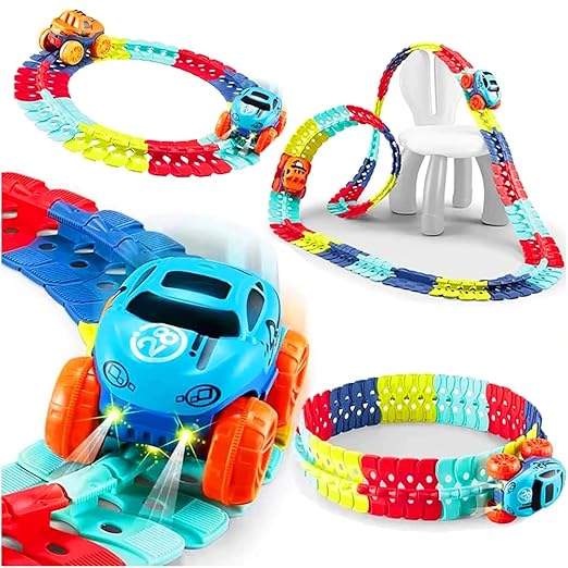 Braintastic DIY Flexible Bends Race Track with Light Mini Monster Track Car Set for Kids (Monster Wheel 102 Pcs) - Toys and Games | Buy online on ZillyBuy
