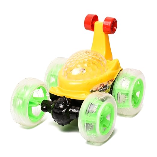 Braintastic Rechargeable Remote Control Jungle Safari RC Acrobatic 360 Degree Spiral Spin Twisting Stunt Car with Colorful Lights & Music Toys for Kids 5+Years (Yellow) - Toys and Games | Buy online on ZillyBuy