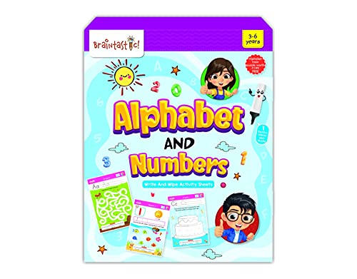 Braintastic Educational Game: Alphabet & Numbers(3-6 yrs)/Write & Wipe Activity Sheets/Kids Toys/34 pcs Free Puzzle - Toys and Games | Buy online on ZillyBuy