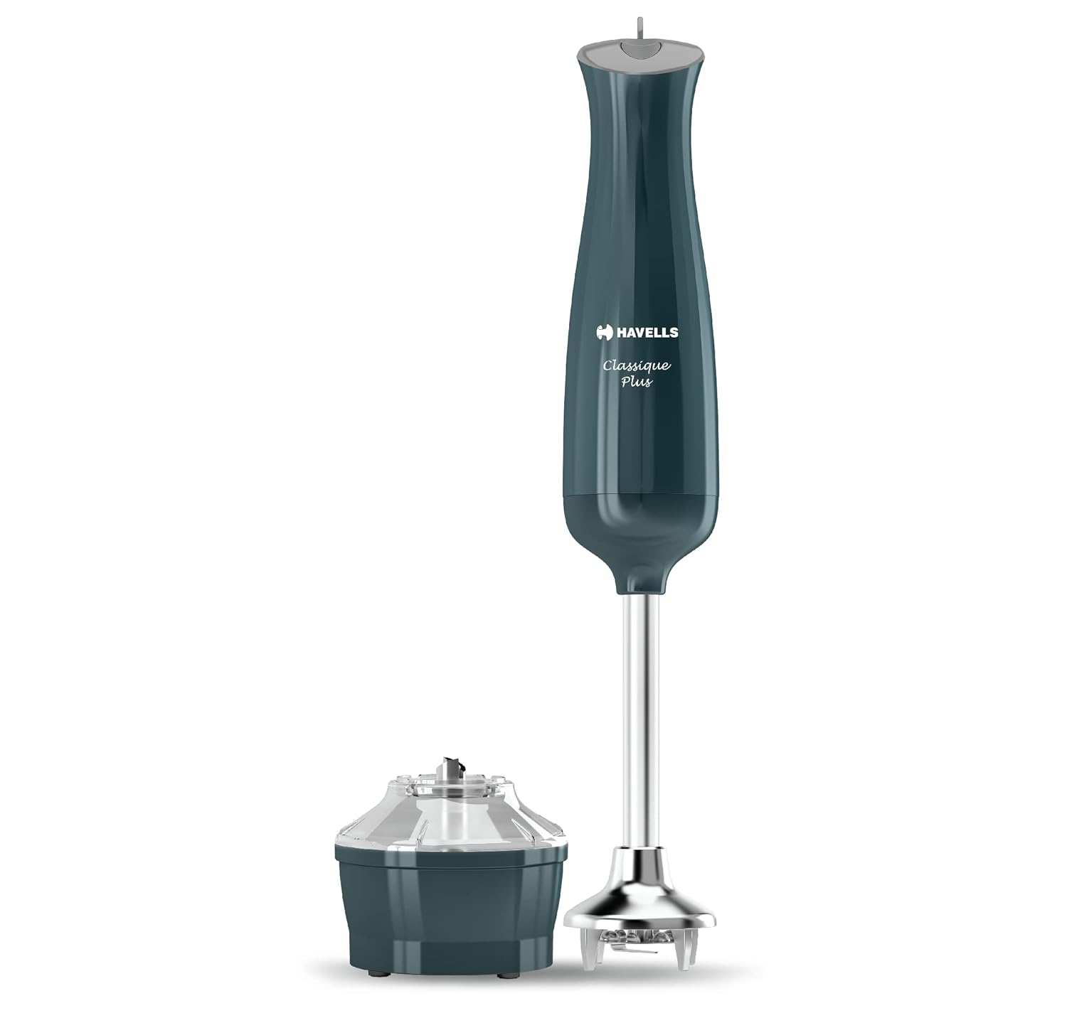 Havells Classique Plus Hand Blender | 300W Powerful Motor | Includes Chopper Attachment | One -push Operation | ABS Body blue