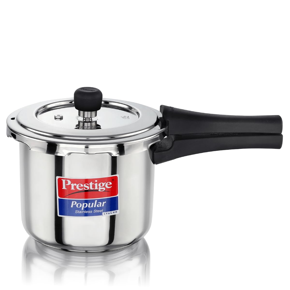 Prestige 3 Litre Stainless Steel Popular Svachh Outerlid Pressure Cooker | Deep lid for spillage control|Gas and Induction Compatible|Controlled Gasket Release System|5 Years warranty|ISI Certified silver