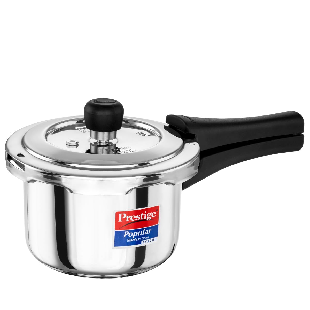 Prestige 1.5 Litre Stainless Steel Popular Svachh Outerlid Pressure Cooker | Deep lid for spillage control|Gas and Induction Compatible|Controlled Gasket Release System|5 Years warranty|ISI Certified silver