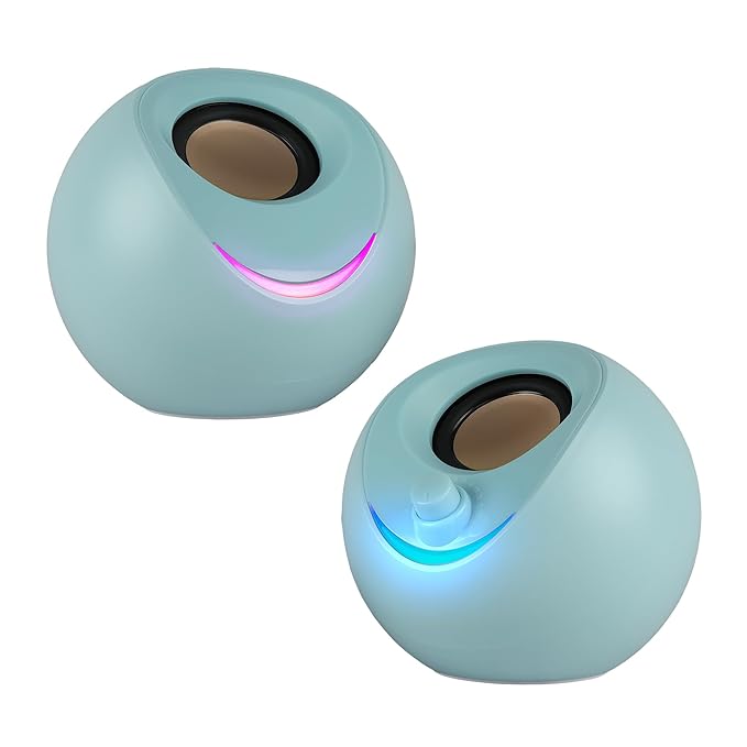 ZEBRONICS Blues 2.0 Computer Speakers, 8 Watts, 45 Elevated Drivers, Dual Passive Radiators, USB Powered, AUX, Volume Control Knob, RGB LED, for Laptops & Desktop (Sky Blue) black