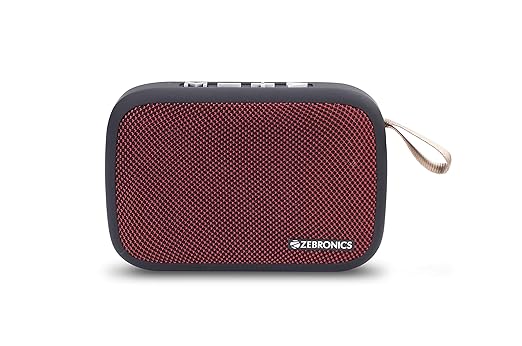 ZEBRONICS Portable Bluetooth Speaker with USB, Micro SD Card, FM and Call Function - Delight (Red) bright red