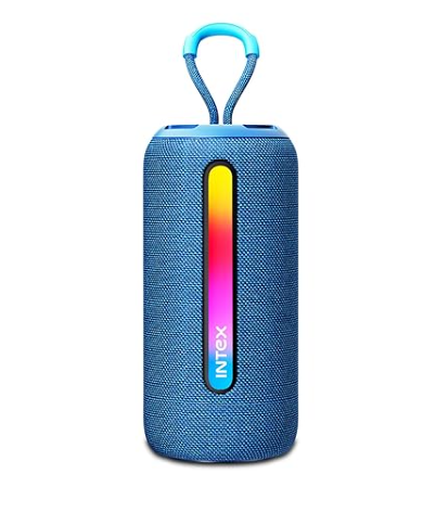 Intex Beast 10X Newly Launched Bluetooth Speaker | 360 Iconic Surround Sound | Rhythmic RGB LED Light | TWS Feature | Type-C Fast Charging | Upto 5 Hrs Playback | BT 5.4 for Party & Travel (Blue) aquamarine blue