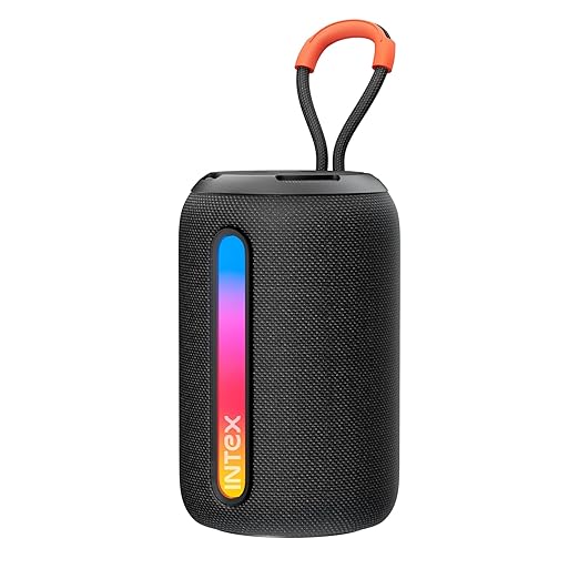 Intex Beast 5X Newly Launched Bluetooth Speaker | 360 Iconic Surround Sound | Rhythmic RGB LED Light | TWS Feature | Type-C Fast Charging | Upto 5 Hrs Playback | BT 5.4 for Party & Travel (Black) black