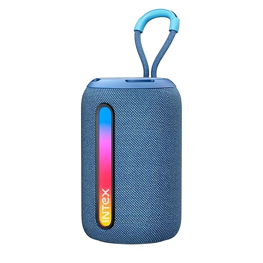 Intex Beast 5X Newly Launched Bluetooth Speaker | 360 Iconic Surround Sound | Rhythmic RGB LED Light | TWS Feature | Type-C Fast Charging | Upto 5 Hrs Playback | BT 5.4 for Party & Travel (Blue) bahama blue