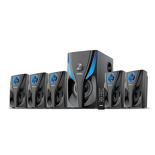 Intex ROAR-800 Auxiliary, Bluetooth Deep Bass Home Theater with Subwoofer 5.1 Channel with 80W Premium Signature Sound, Multiple Connectivity Modes, Master Remote and Sleek Finish (Black) acadia