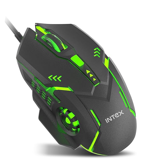 Intex Nova Gaming Wired Mouse | 4 DPI Shift with Max 3200 DPI | RGB Light | 1 Million Button & Smooth Scrolling | 1.4m Plug & Play Cable | Ergonomic Mouse for Win/iOS/Android (Black) black