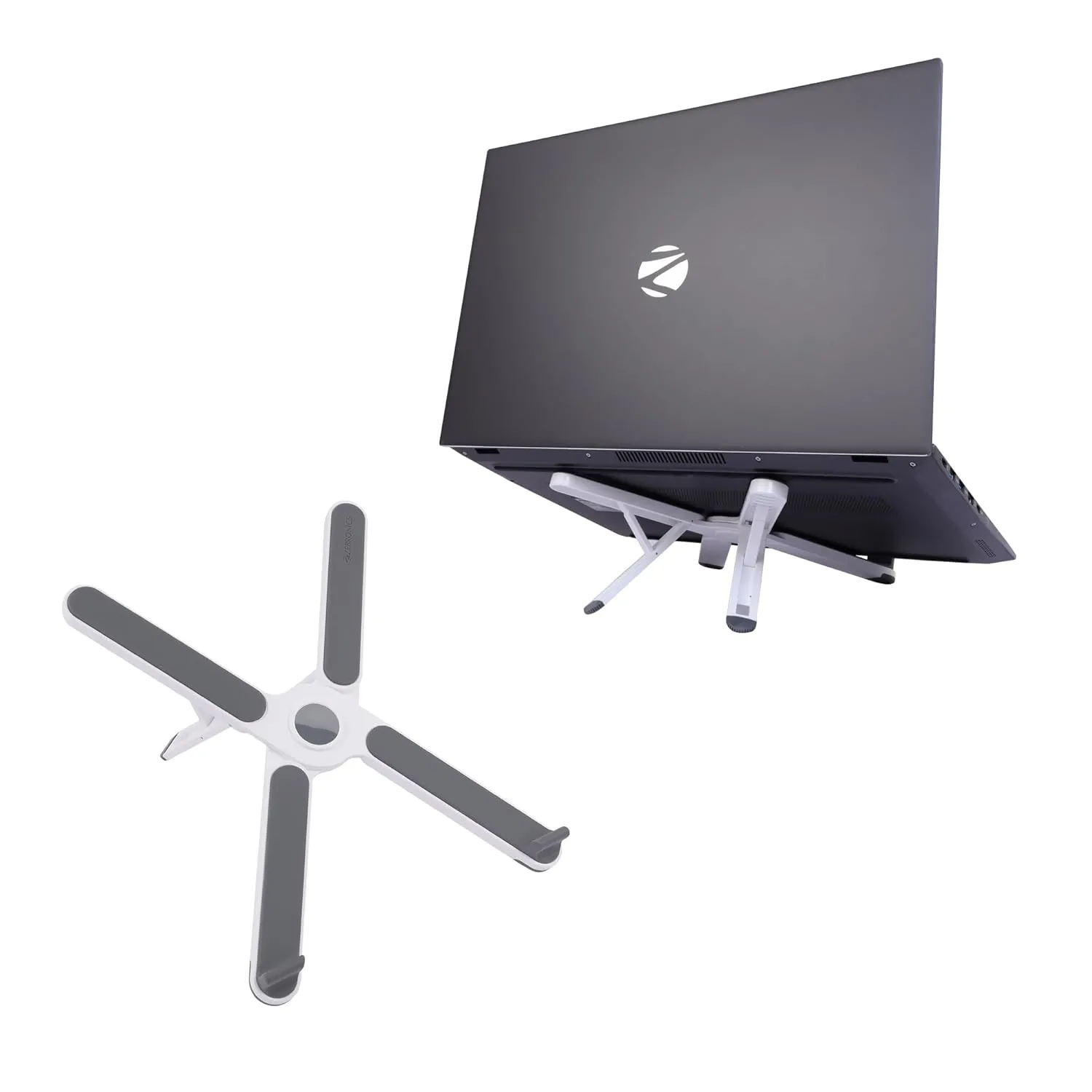 ZEBRONICS NS1200 Laptop Stand with X Foldable Design, 7 Adjustable Levels, Anti-Slip Silicone Rubber Pads, Supports up to 17-inch Laptop Sizes, 5kg Max. Weight, Ergonomic Design abbey