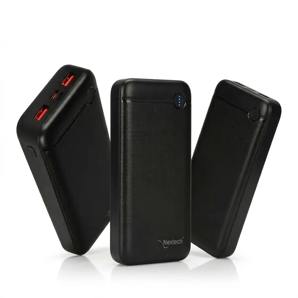 Nextech Hercules PDQC 22.5W Power Bank 20000mah Fast Charging | Triple Output (PD+2USB) & Dual Input (Type-C+Micro USB) | BIS Certified | Li-Polymer | Multi-Layer Protection | 20000 mah powerbank