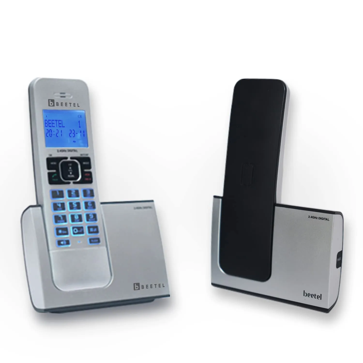 Beetel X75 2.4Ghzexpandable Cordless Landline Phone,Dual Mode DTMF/FSK,1 Line 7 Segment LCD Display & Blue LED Backlit,Illuminated Keypad,2 Way Speaker Phone,6 Step Ringer Volume Control (Silver)(X75)