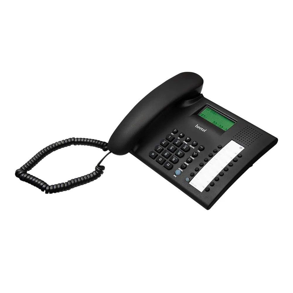 Beetel M90N Caller Id Corded Landline Phone with 16 Digit LCD Display,Fsk/Dtmf Compatable Caller N Id,8 Direct One Touch & 10 Two Touch Memory,Volume Control for Speaker Phone,Music On Hold (Black)