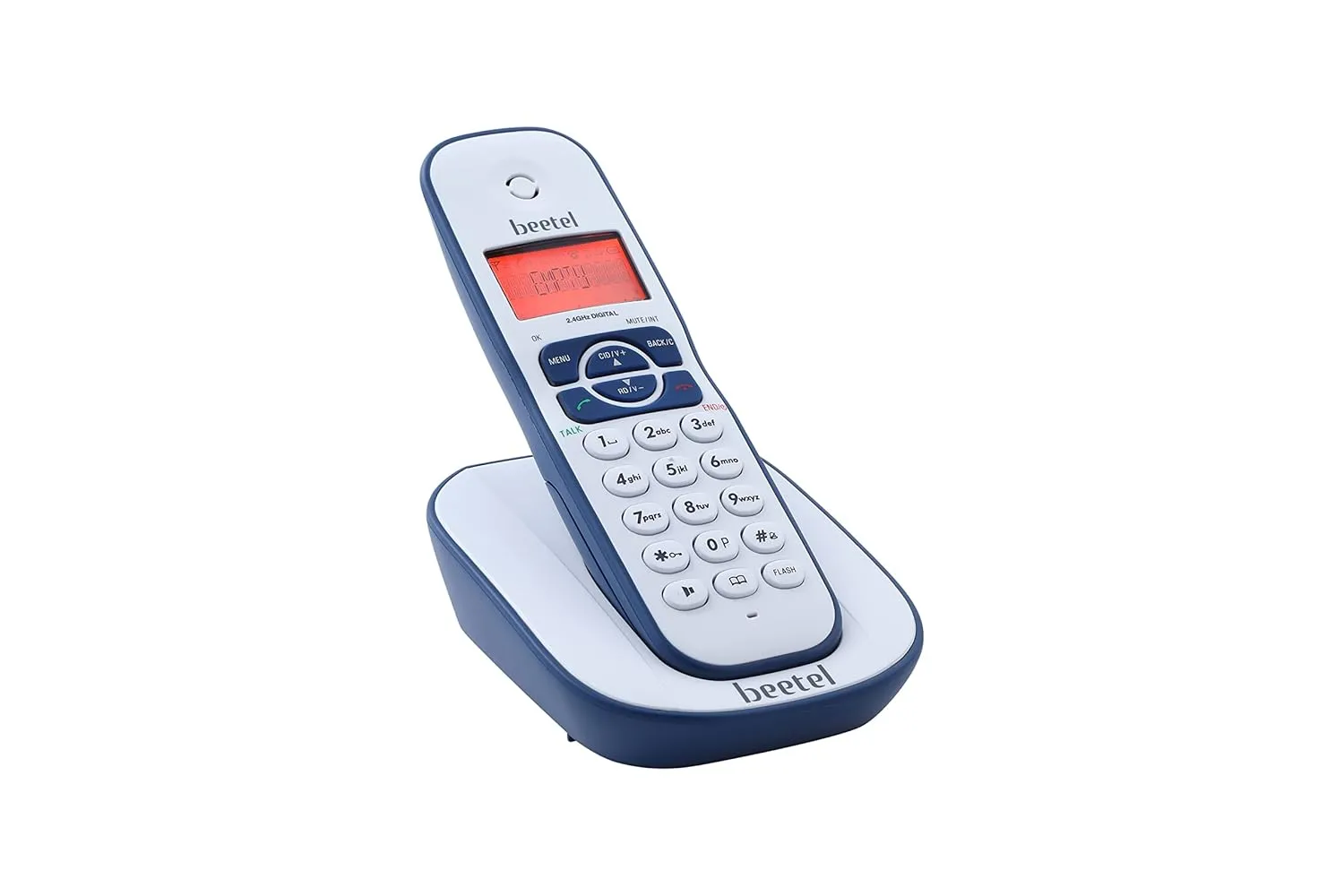 Beetel X73N Cordless 2.4Ghz Cordless Landline Phone with Caller ID Display, 2-Way Speaker Phone with Volume Controls, Auto Answer, Alarm Function, Stylish Design (Blue/White)(X73N)