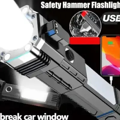 *Torch Flashlight,Car Rescue Torch with Hammer Torch (Multicolor, 12 cm, Rechar - Hardware, Tools and Home Safety | Buy online on ZillyBuy