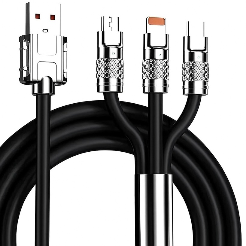 3-in-1 Fast Charging Cable | Micro USB, Type-C & Lightnings | Durable Braided Wire | High-Speed Data Sync | Universal