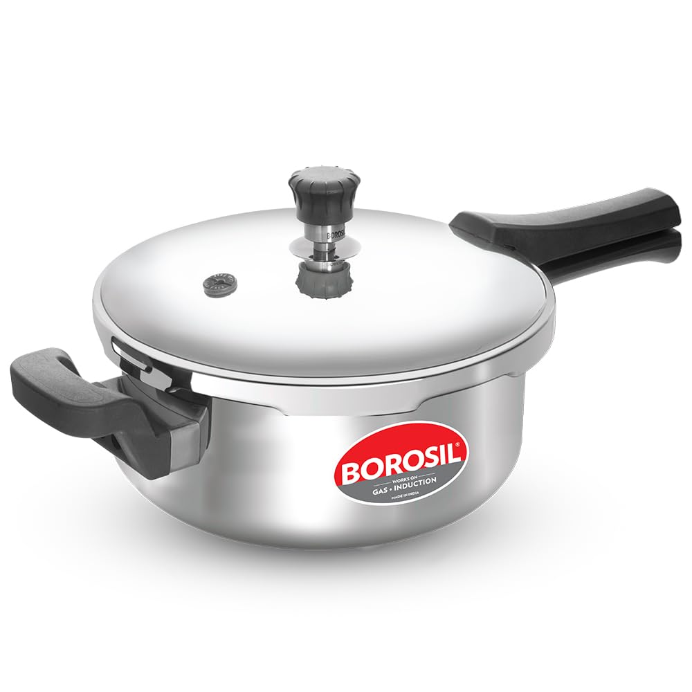 Borosil 3 L Triply Outerlid Presto Cooker | SS304 Food Grade Stainless Steel Pressure Cooker | Gas Stove & Induction Compatible | Dishwasher Safe | 5 Years Warranty - Cookware | Buy online on ZillyBuy