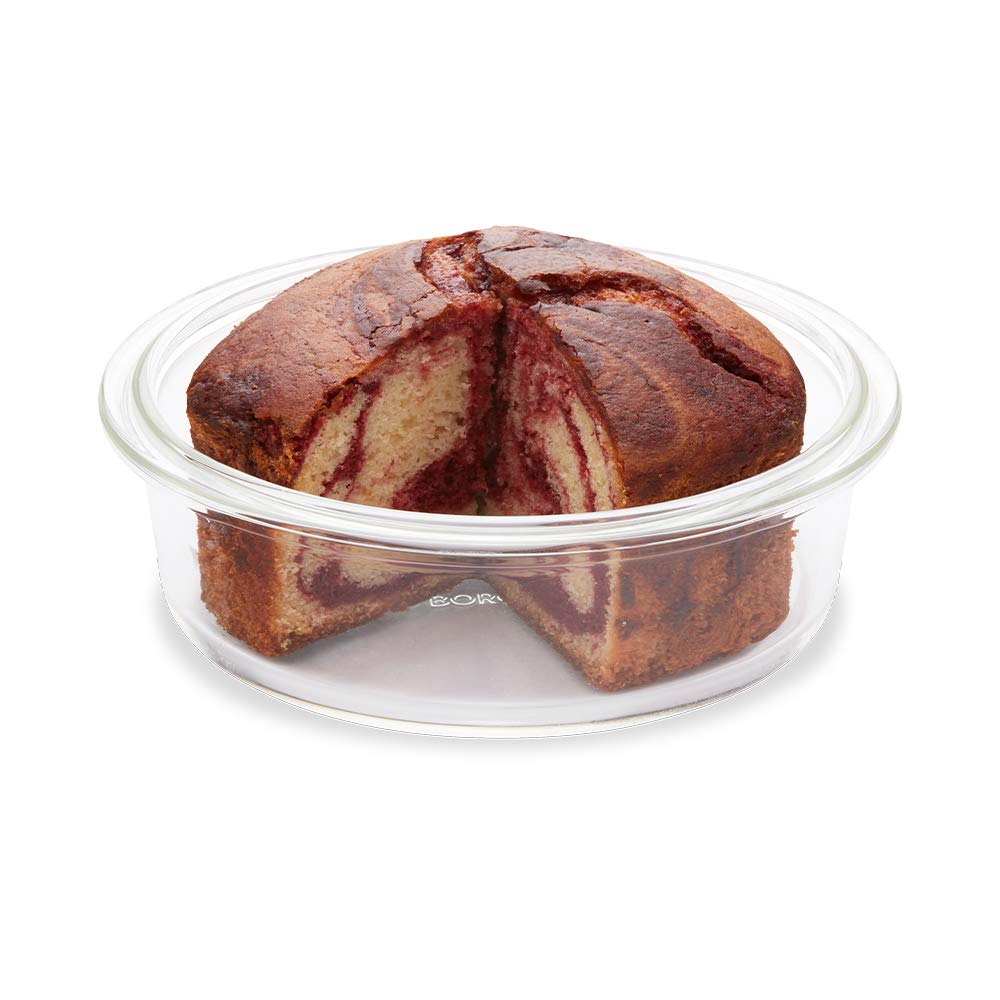 Borosil 1.4 L Easy Grip Baking & Serving Round Shape Cake Dish | Borosilicate Glass Bakeware and Serveware Casserole Dish Tray | Microwave, Oven & Dishwasher Safe Bowl | Transparent Container - Cookware | Buy online on ZillyBuy