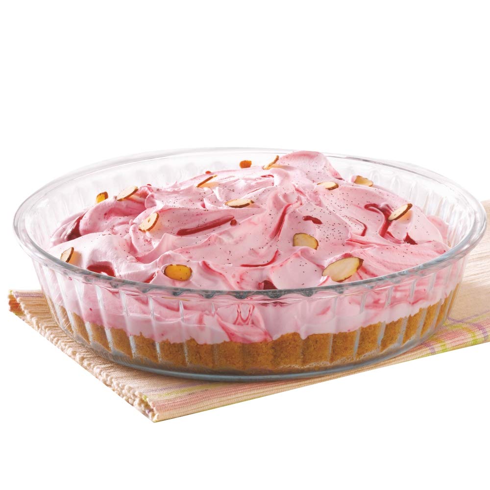 Borosil 1.5 L Baking & Serving Round Shape Fluted Dish | Borosilicate Glass Bakeware and Serveware Tray | Microwave, Oven & Dishwasher Safe Bowl | Transparent - Cookware | Buy online on ZillyBuy
