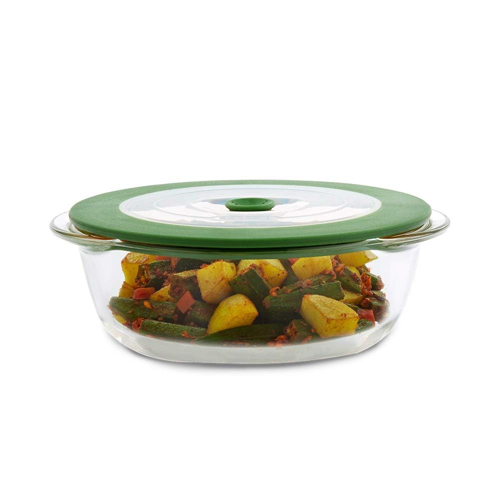 Borosil Glass Dish with Lid, 1pc, 1000ml, Transparent - Cookware | Buy online on ZillyBuy