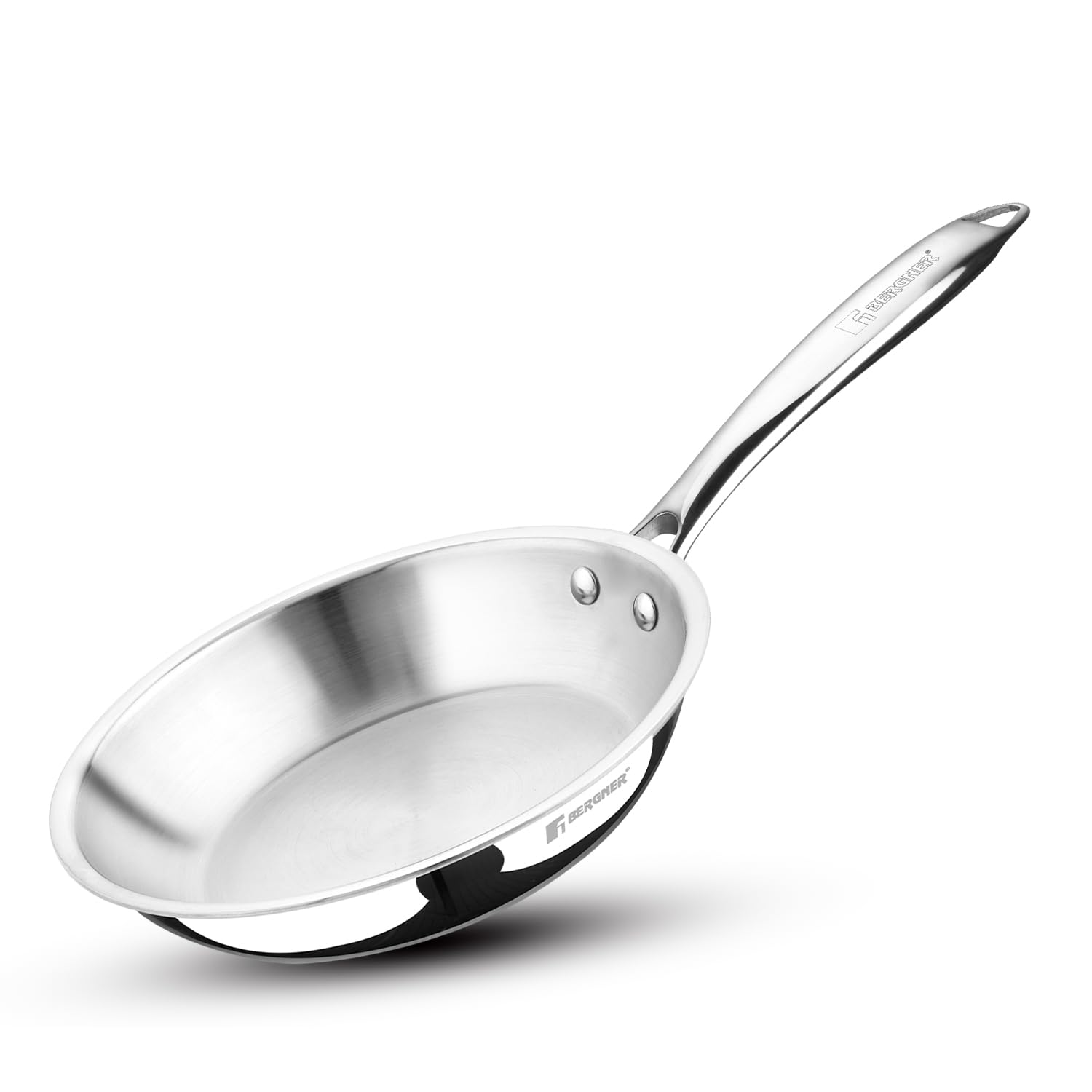 BERGNER Argent TriPly 22cm Frypan/Steel Pan, Scratch Resistant, for Spice Tempering/Seasoning, - Induction and Gas Stove Ready - Cookware | Buy online on ZillyBuy