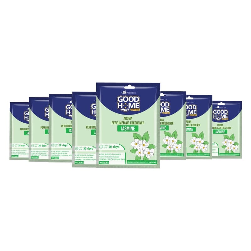 Good Home Aroma Perfumed Air Freshener Jasmine Fragrance | For Bathroom, Car & Wardrobe | Lasts Up to 30 days | Pack of 8 (80g) - Fresheners and Repellents | Buy online on ZillyBuy