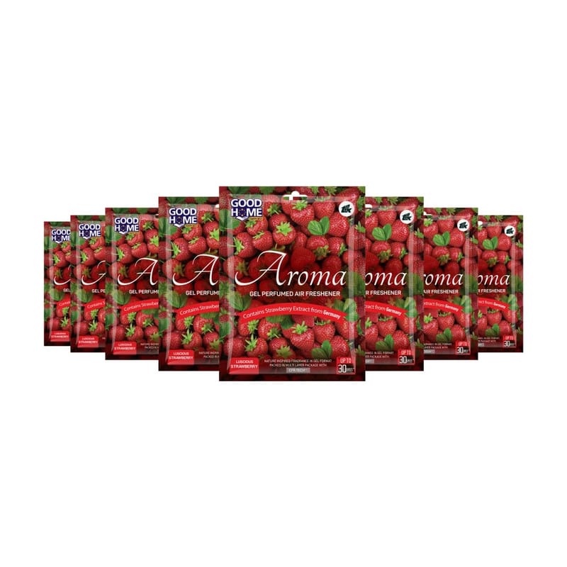 Good Home Air Freshener Aroma Gel |Long Lasting Premium Fragrance Booster |Skin Friendly for Home/Office/Bathrom(Luscious Strawberry - Pack of 8, 10g x 8) - Fresheners and Repellents | Buy online on ZillyBuy
