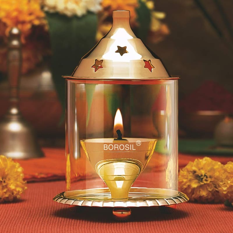 Borosil Glass Deepak | Traditional Indian Oil Lamp - Pooja Needs | Buy online on ZillyBuy