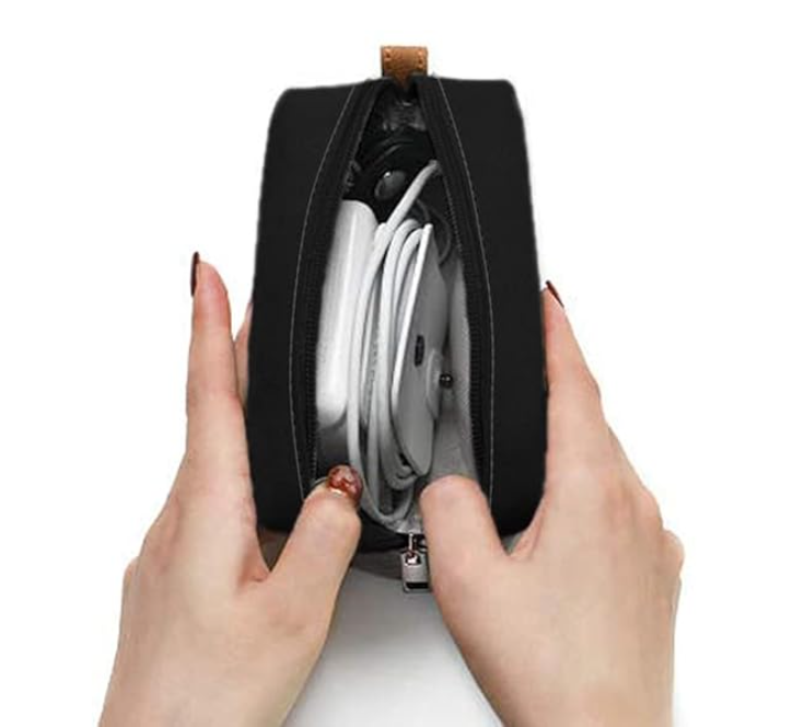 Lapster Microfiber PU Leather Sleeve Bag Pouch for MacBook pro Charger and Wireless Mouse Storage Laptop Adapter USB Cable Multi Bag for MacBook air Charger -Black