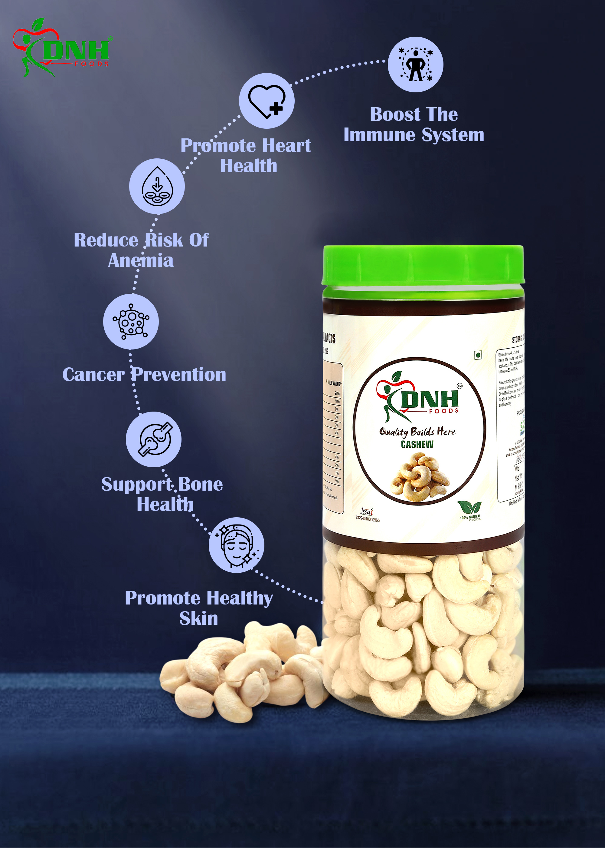 DNH FOODS CASHEW W320 | PREMIUM QUALITY | 500 GRAMS