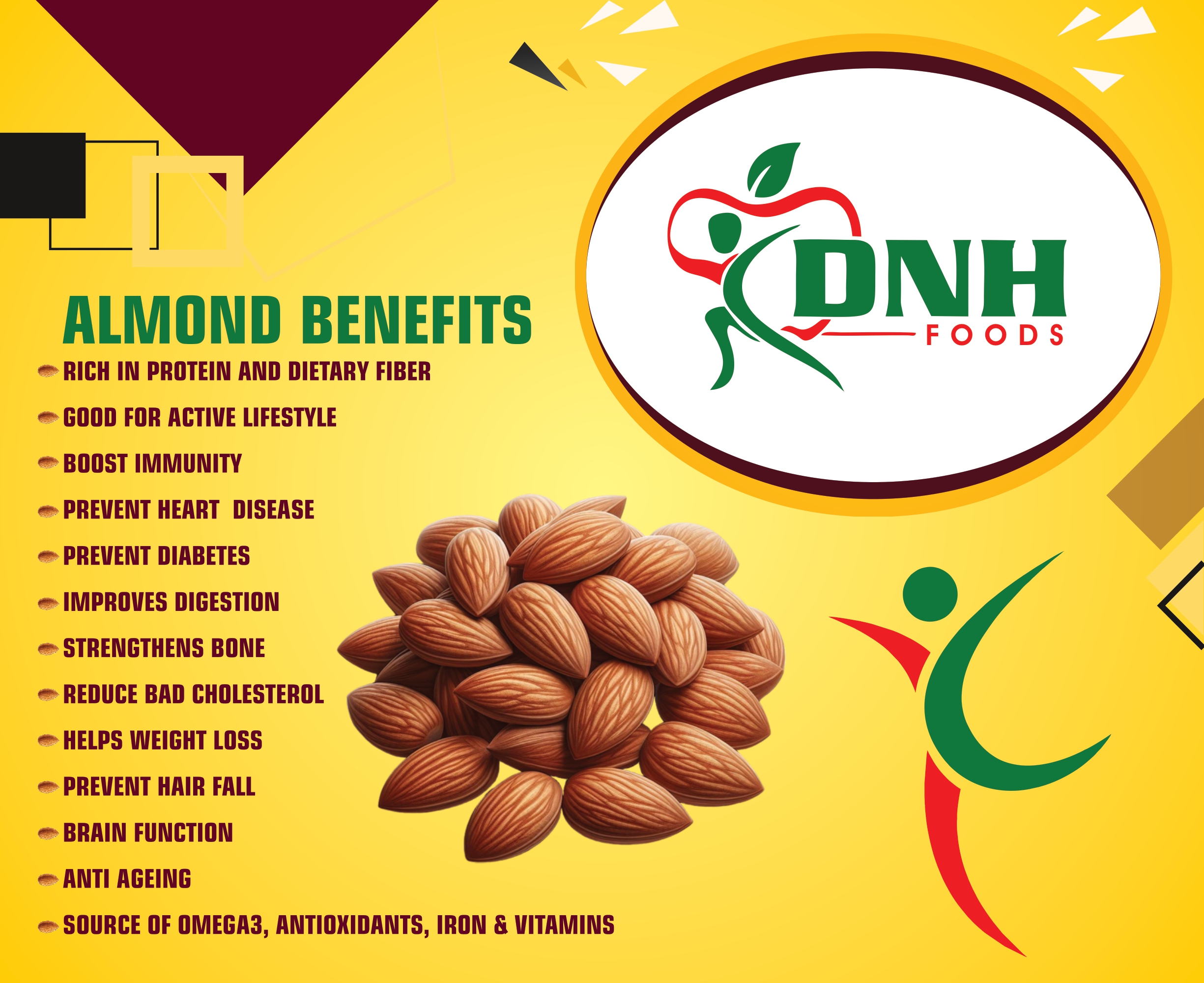 DNH FOODS ALMONDS CALIFORNIA NP | PREMIUM QUALITY | 150 Gms