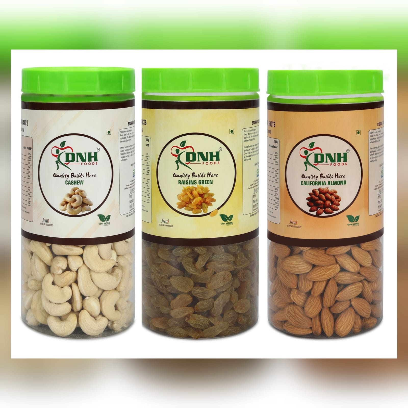 DNH FOODS DRY FRUITS COMBO PACK OF 3 | 450 Grams | PREMIUM QUALITY |  CASHEW | RAISINS | ALMONDS| 150G X 3 