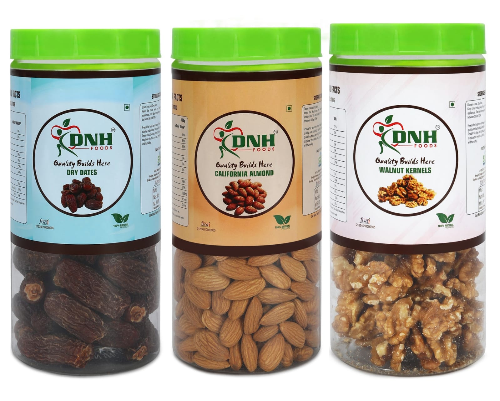DRY FRUITS COMBO 450 GRAMS PACK 150G X 3 PC DATES ALMONDS WALNUT - Provides Instant Energy, Supports Nerve Function, Improves Digestion