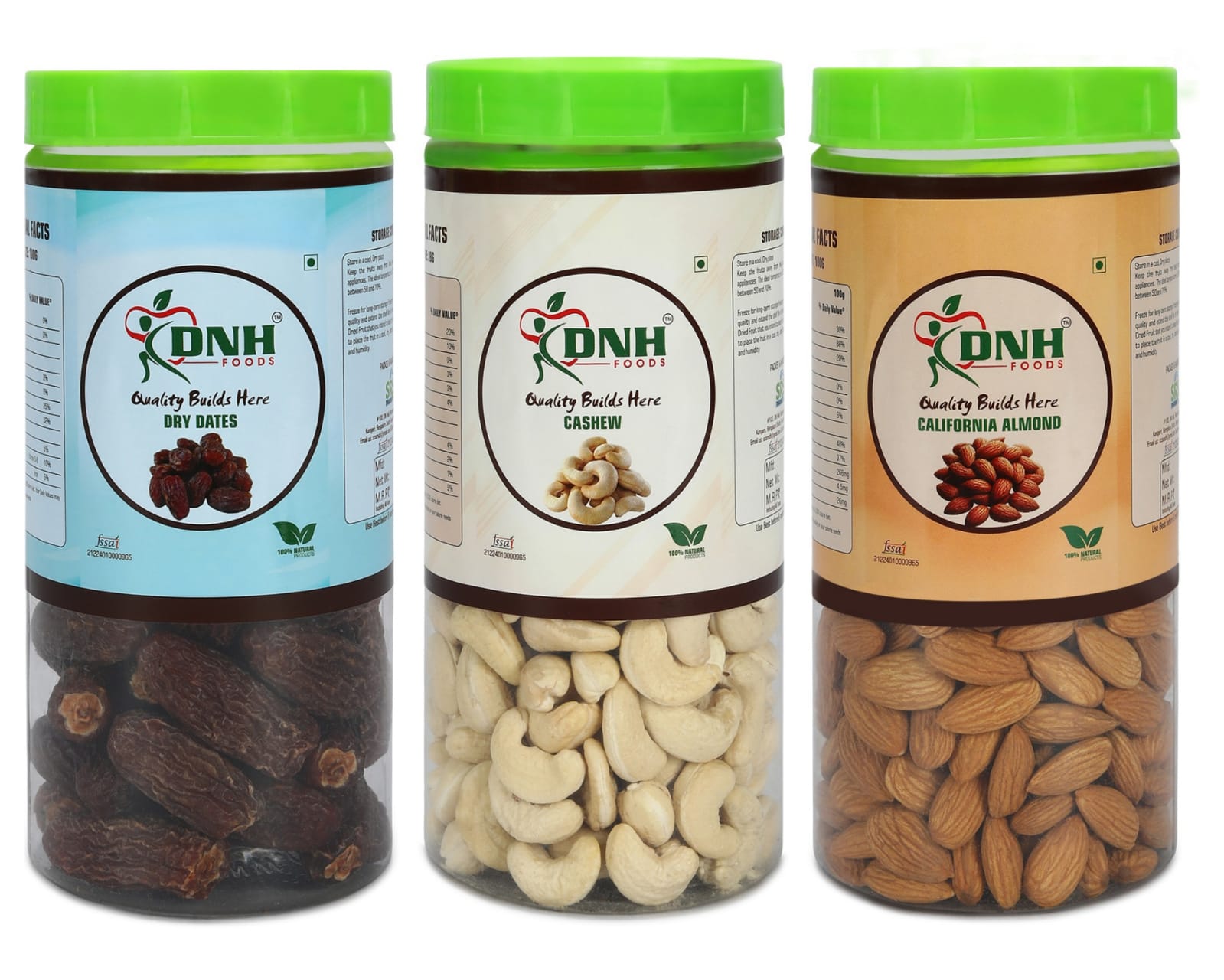 DRY FRUITS COMBO 450 GRAMS PACK 150G X 3 PC DATES CASHEW ALMONDS - Aids Weight Management, Strengthens Immunity, Improves Heart Function