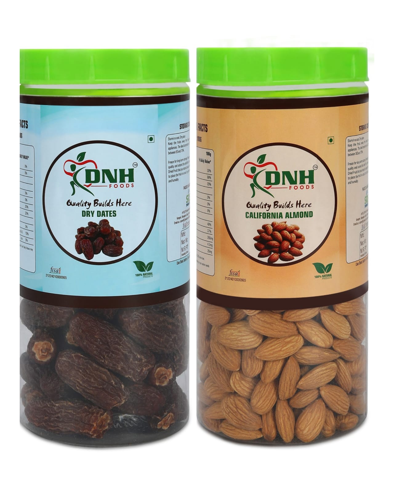 DRY FRUITS COMBO 500 GRAMS PACK 250 X 2 PC    DATES | ALMONDS       - Improves Brain Function, Aids Digestion