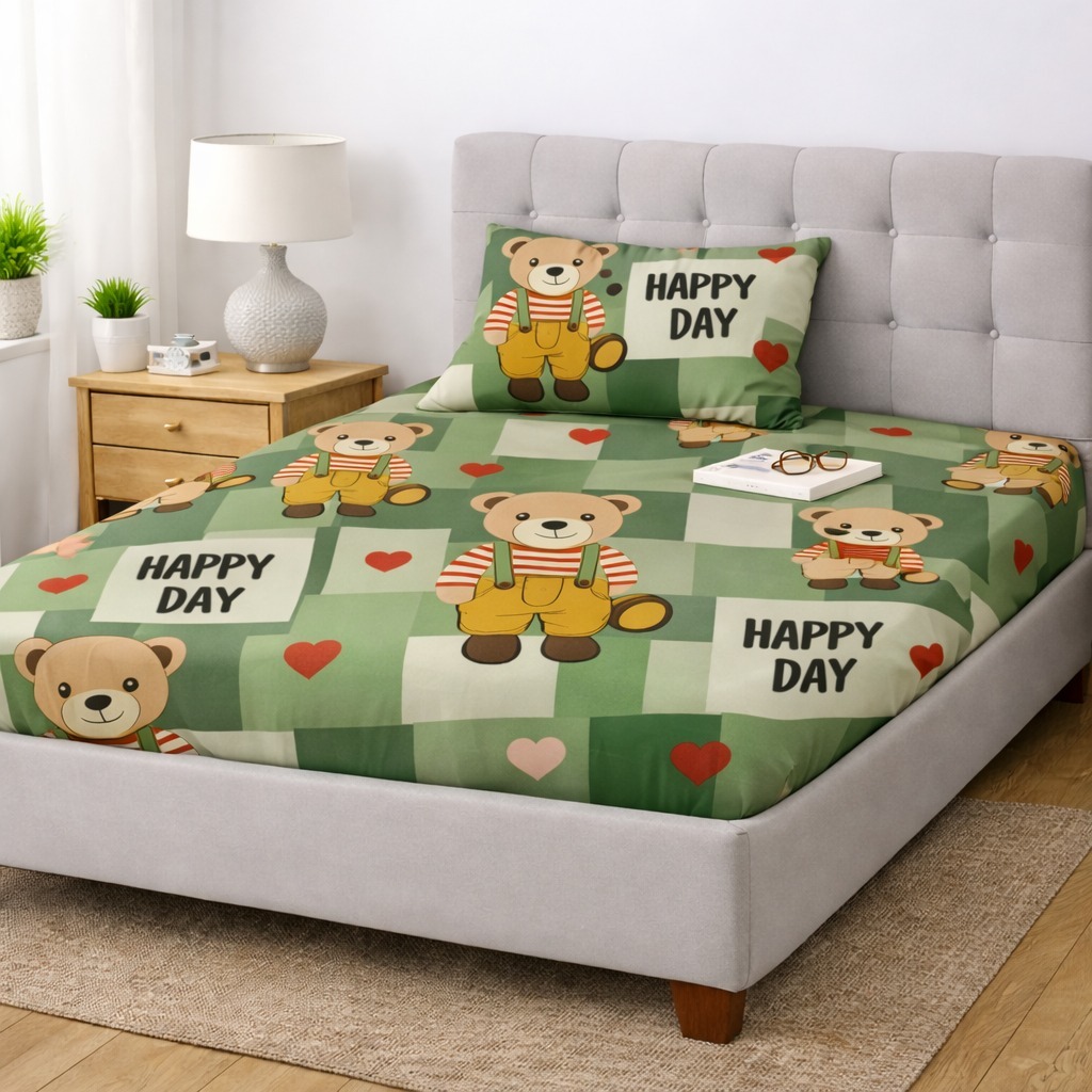 All in Fitted Double Bed Sheet algae green