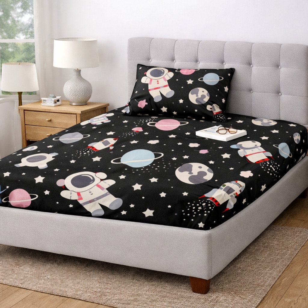 All in Fitted Double Bed Sheet black