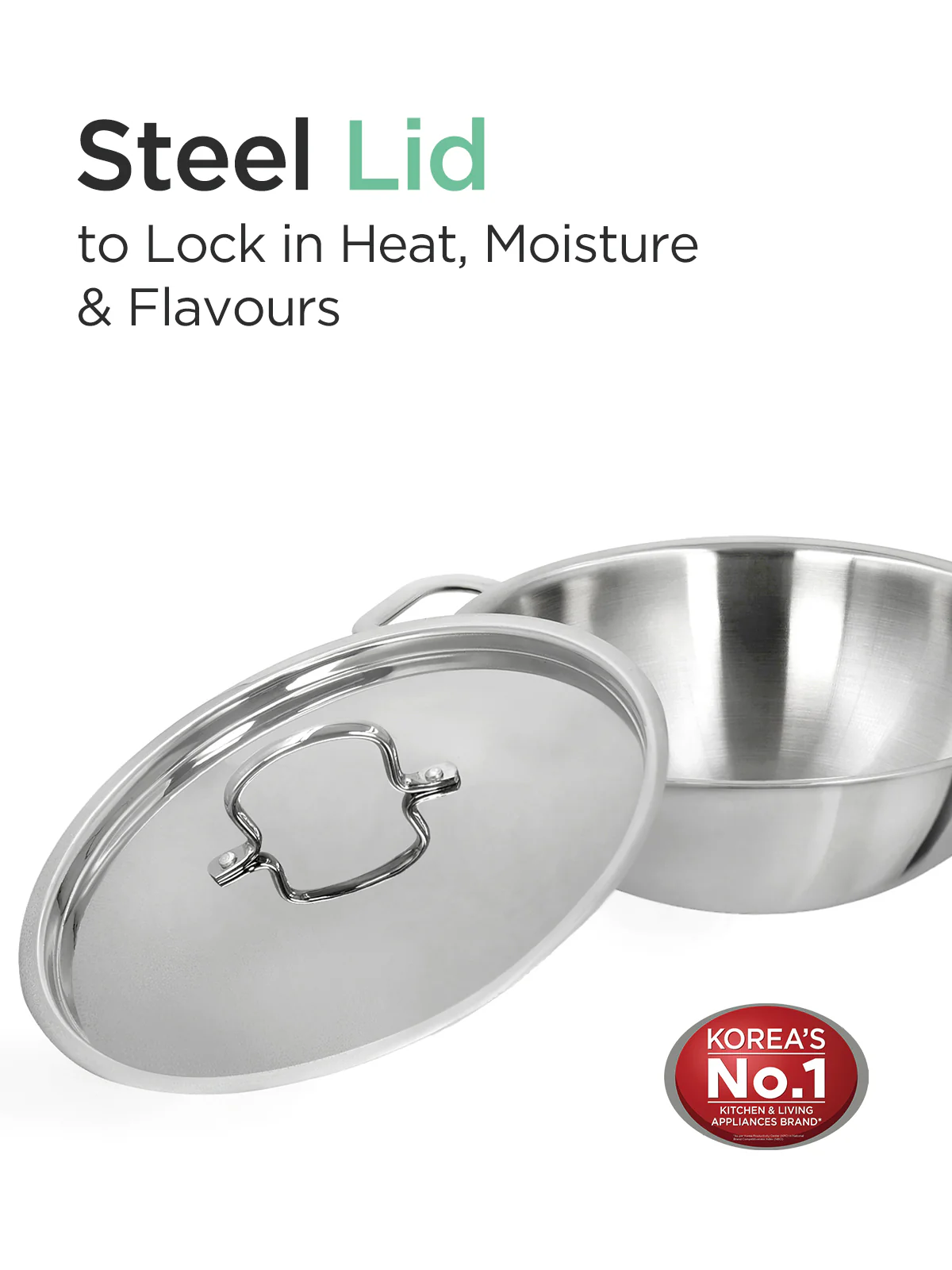 Triply Kadhai With Lid Stainless Steel Induction Bottom - Cookware | Buy online on ZillyBuy